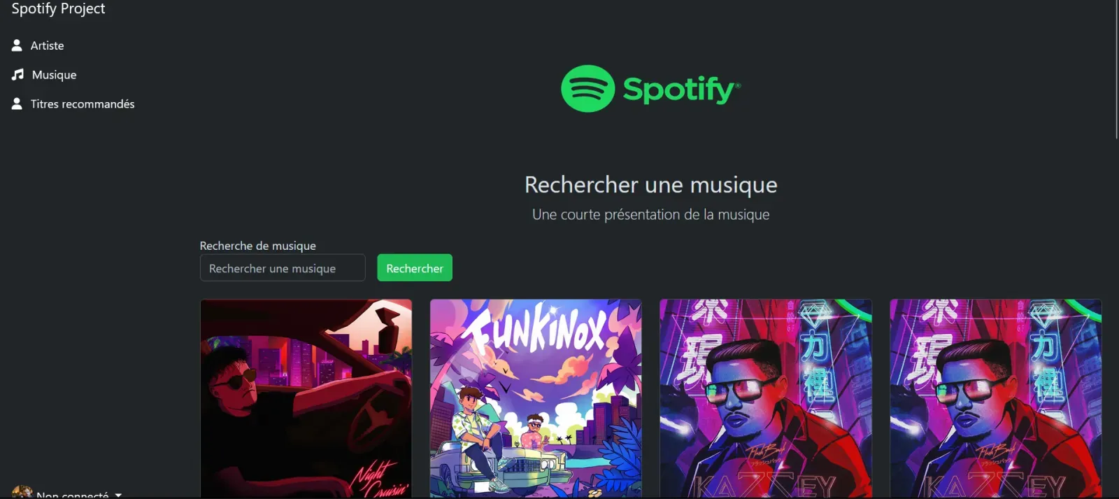 Recherche de morceaux sur SpotifySong