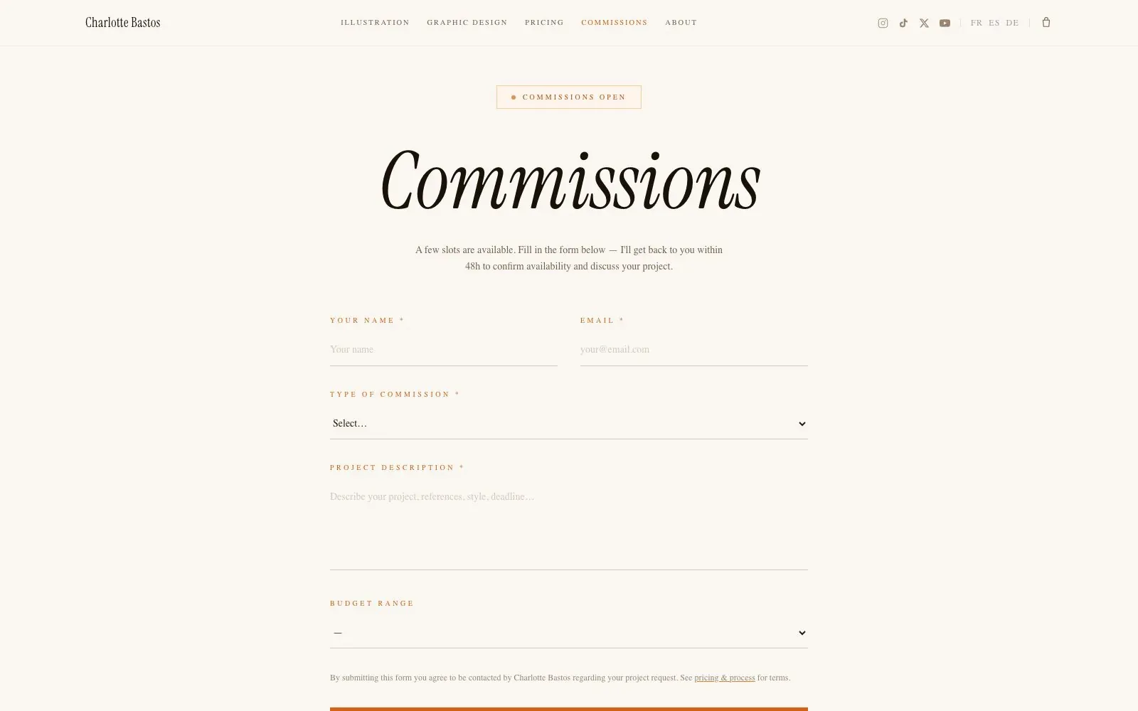 Formulaire de commande